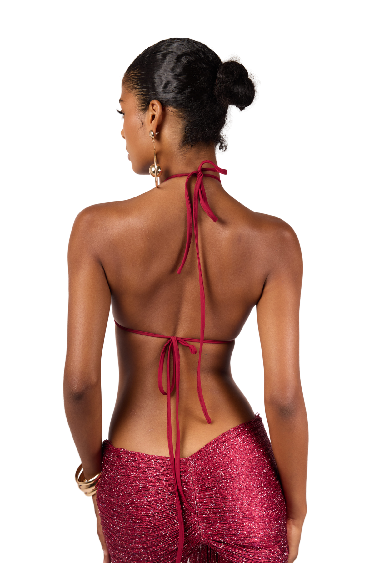 ZENA FRINGE DRESS - DEEP CHERRY
