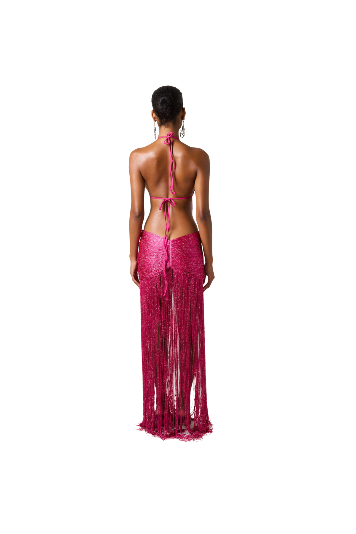 ZENA FRINGE DRESS - FLAMINGO