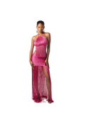 ZENA FRINGE DRESS - FLAMINGO